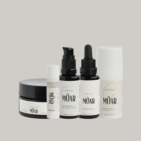 MOAR Body Oil, Scrub, Lip Balm, Deodorant and Lubricant set